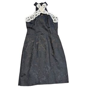 Jessica McClintock Gunne Sax vintage 80s choker collar beaded open shoulder broc